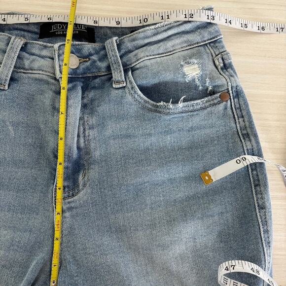 Judy Blue Mid Rise Americana Flag Boyfriend Jean Size 28 Distressed Patriotic - Picture 10 of 11